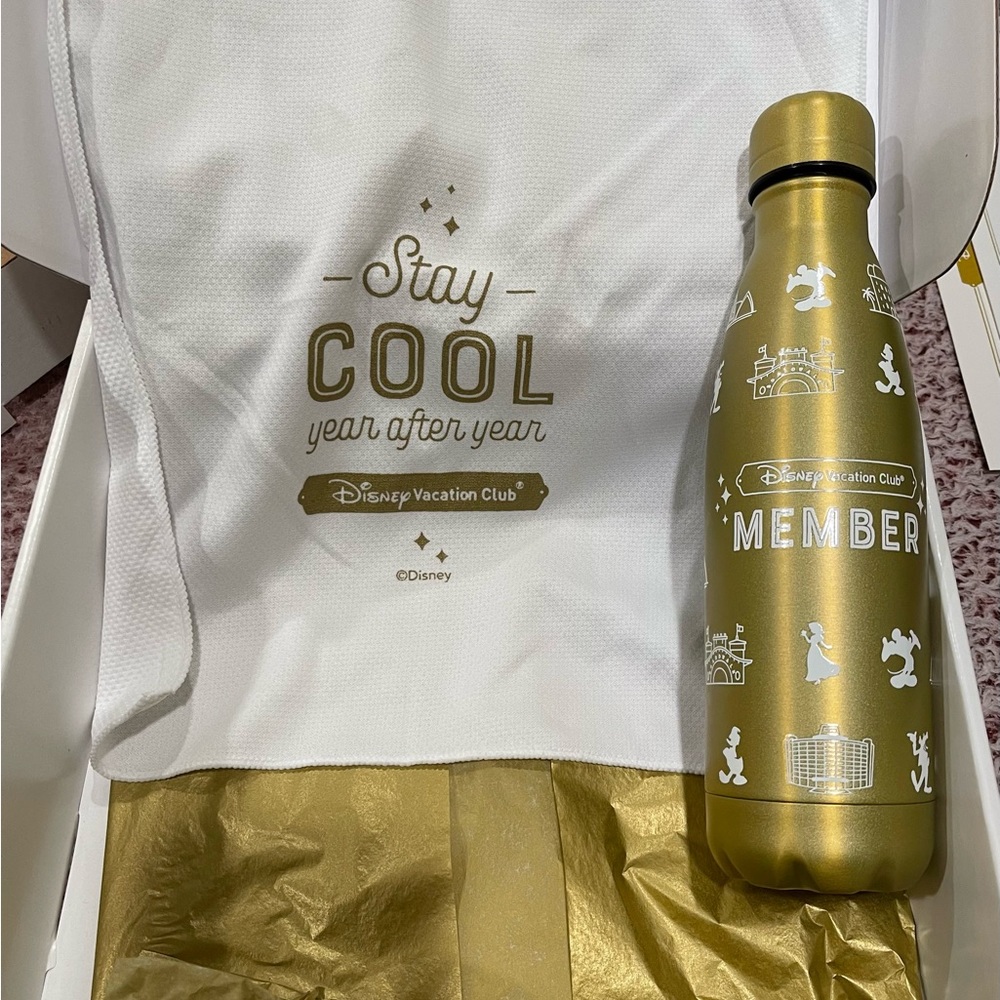 Disney Vacation Club water bottle and cooling towel